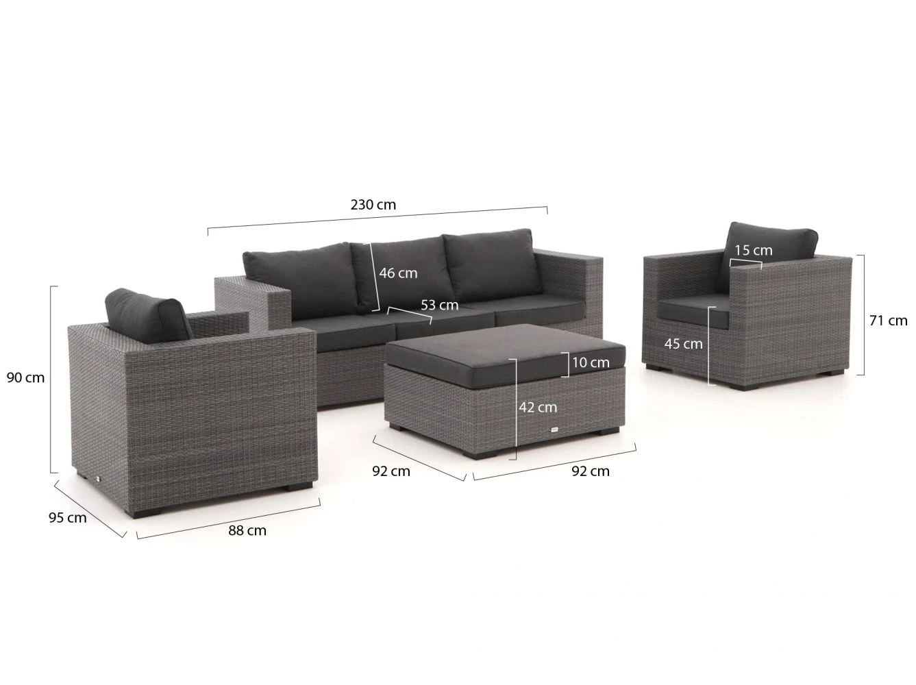 Forza Giotto Sessel-Sofa Lounge-Set 4-teilig 3 Forza Giotto Sessel-Sofa Lounge-Set 4-teilig